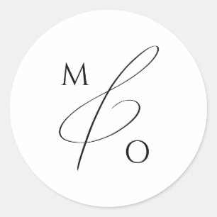 Whimsical-minimalistisch Script-monogram Ronde Sticker