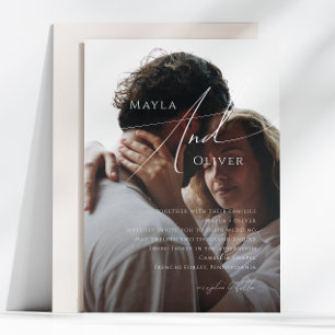 Whimsical-minimalistisch script   Zwart fotohuweli Kaart