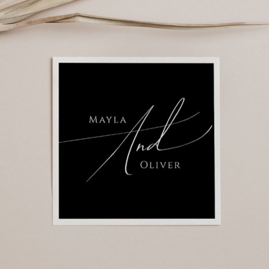 Whimsical-minimalistisch script | Zwarte bruiloft Servet