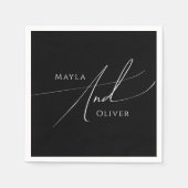 Whimsical-minimalistisch script | Zwarte bruiloft Servet (Voorkant)