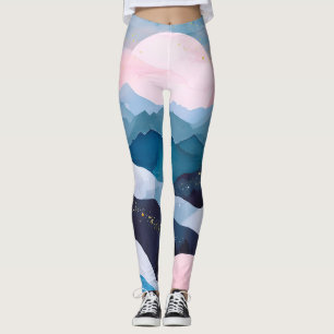 Whimsical Minimalistische Gold Mountain Waterverf Leggings