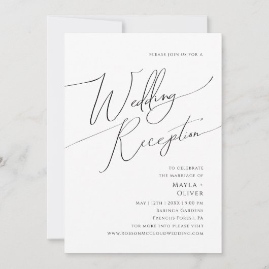 Whimsical Minimalistische Script Trouwreceptie Uit Kaart (Voorkant)