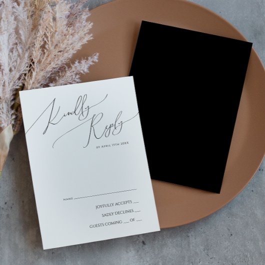 Whimsical Minimalistische Script | Zwarte RSVP Kaa