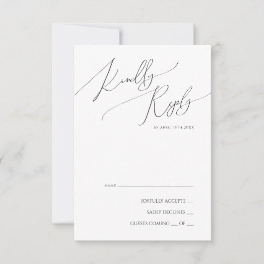 Whimsical Minimalistische Script | Zwarte RSVP Kaa (Voorkant)