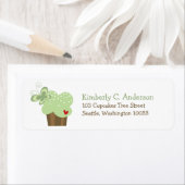 Whimsical Mint Cupcake Butterfly Girl Birthday Etiket (Insitu)