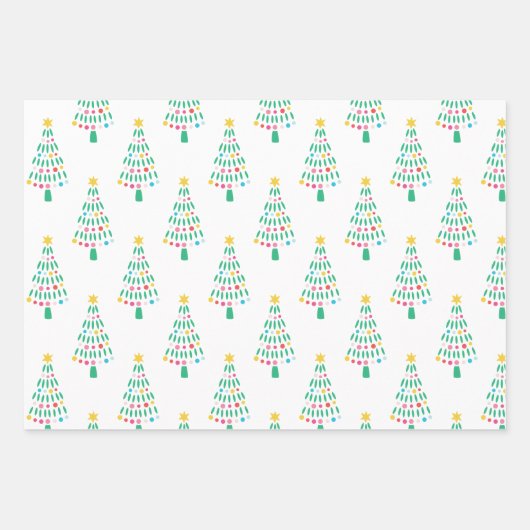 Whimsical Modern kerstboomset 3 Inpakpapier Vel (Voorkant)