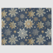 Whimsical Modern Navy Gold Snowflakes Decoupage Tissuepapier (Voorkant)
