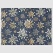Whimsical Modern Navy Gouden Sneeuwvlokken Decoupa