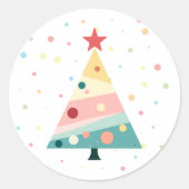 Whimsical Modern Pastel Polka Dot Kerstboom Ronde Sticker (Voorkant)