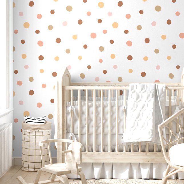 Whimsical Modern Pastel Roze Polka Dot Patroon Behang (Whimsical Modern Pastel Pink Polka Dot Pattern Wallpaper)