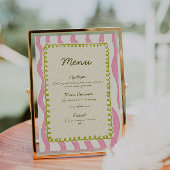 Whimsical Modern Roze & Groen Wedding Menu Kaart