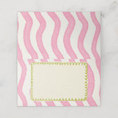 Whimsical Modern Roze & Groen Wedding Place Card (Buitenkant ongevouwen)