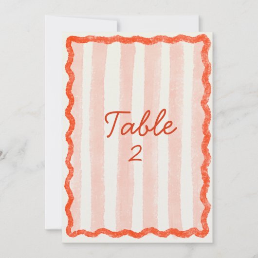 Whimsical Modern Roze & Rode Trouwtafel Nummer Kaart (Voorkant)