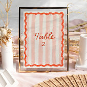 Whimsical Modern Roze & Rode Trouwtafel Nummer Kaart