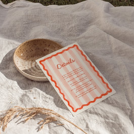 Whimsical Modern Roze & Rood Bruiloftsdetail Kaart