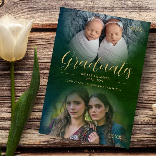 Whimsical Modern Script 2 Foto's zijn tweelingen Kaart