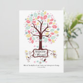 Whimsical Modern Swirl Heart Flower Tree Wedding Kaart (Staand voorkant)