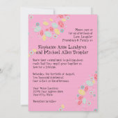 Whimsical Modern Swirl Heart Flower Tree Wedding Kaart (Achterkant)