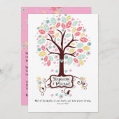 Whimsical Modern Swirl Heart Flower Tree Wedding Kaart (Voorkant / Achterkant)