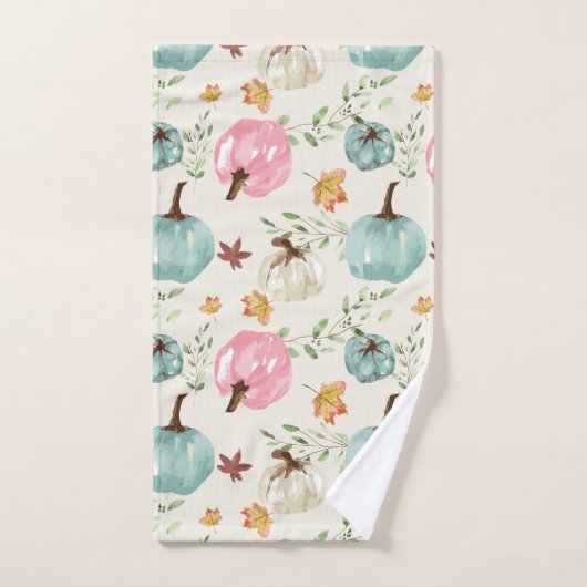 Whimsical Modern waterverf herfst pompoen geblader Bad Handdoek (Handdoek)