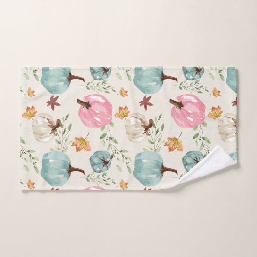Whimsical Modern waterverf herfst pompoen geblader Bad Handdoek (Handdoek)