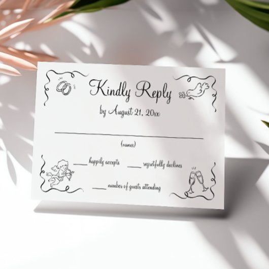 Whimsical Modern Wedding RSVP Kaartje