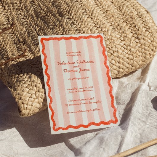 Whimsical moderne rose & Faire-part de mariage rou