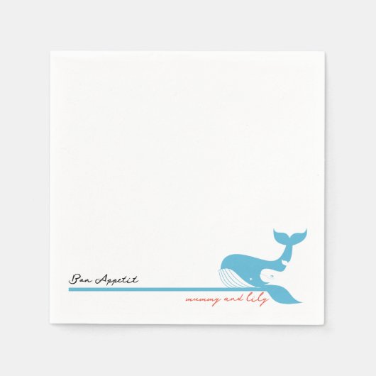 Whimsical Moeder & Baby Walvis Servet (Voorkant)