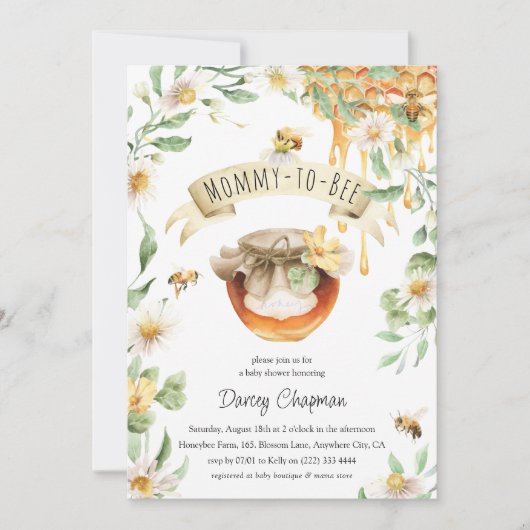 Whimsical Mommy-to-Bee Honey Baby shower Kaart (Voorkant)