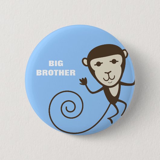 Whimsical Monkey Big Brother Ronde Button 5,7 Cm (Voorkant)