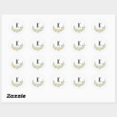 Whimsical Monogram Bumble Bee Ronde Sticker (Vel)