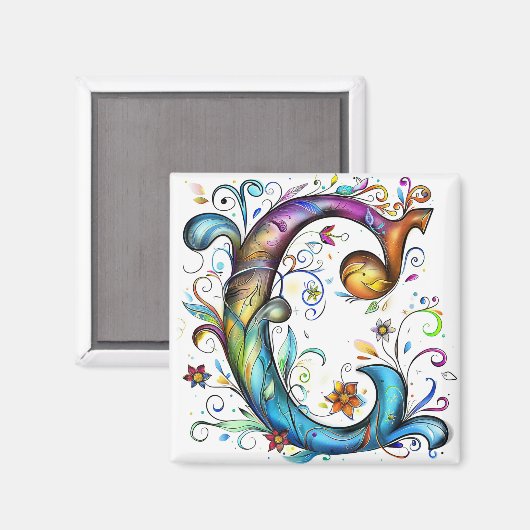 Whimsical Monogram C Magneet (Voorkant / Achterkant)
