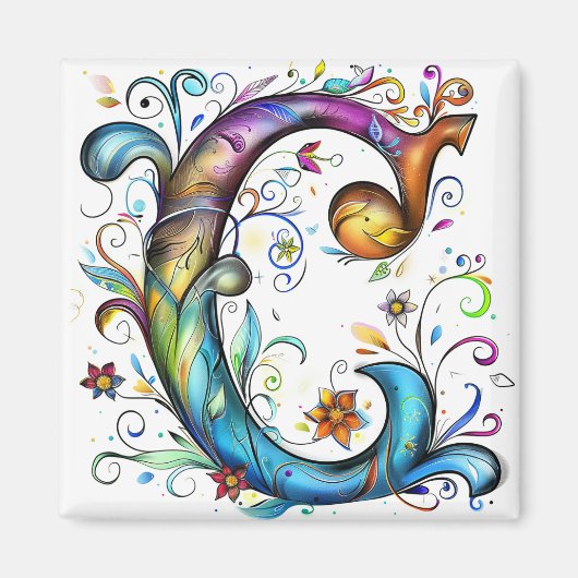 Whimsical Monogram C Magneet (Voorkant)