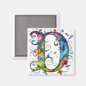 Whimsical Monogram D Magneet (Voorkant / Achterkant)