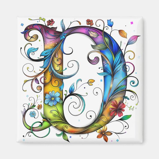 Whimsical Monogram D Magneet (Voorkant)