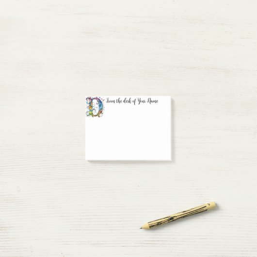 Whimsical Monogram D Post-it® Notes (Op bureau)