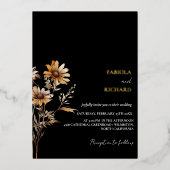 Whimsical Monogram Foto Wildflower Bruiloft Folie Uitnodiging (Voorkant)