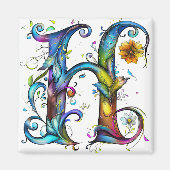 Whimsical Monogram H Magneet (Voorkant)
