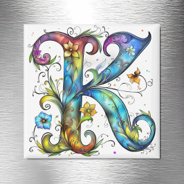 Whimsical Monogram K Magneet