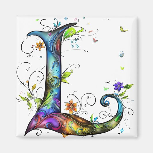 Whimsical Monogram L Magneet (Voorkant)