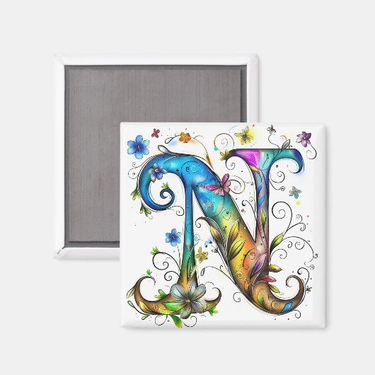 Whimsical-monogram N Magneet (Voorkant / Achterkant)