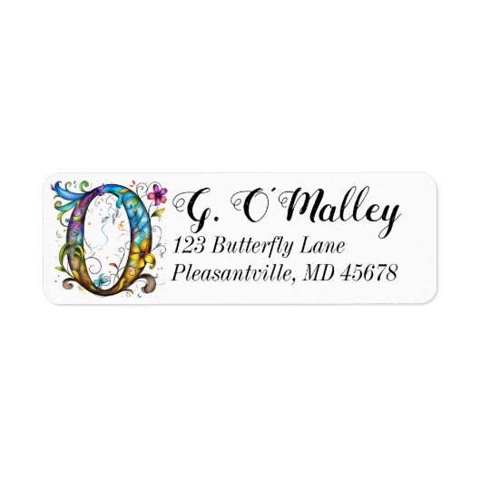 Whimsical Monogram O Etiket (Voorkant)