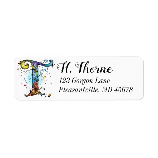 Whimsical Monogram T Etiket (Voorkant)