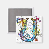 Whimsical Monogram U Magneet (Voorkant / Achterkant)