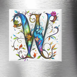 Whimsical Monogram W Magneet