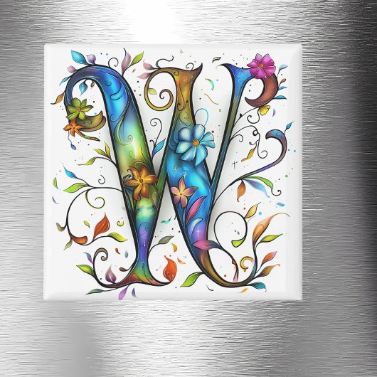 Whimsical Monogram W Magneet