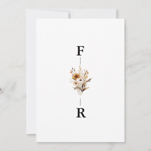 Whimsical Monogram Wildflower repetitie diner Kaart (Achterkant)