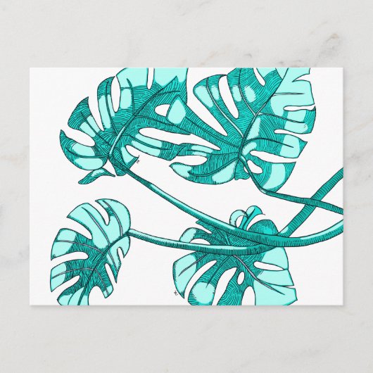 Whimsical, monstera leaf design briefkaart (Voorkant)