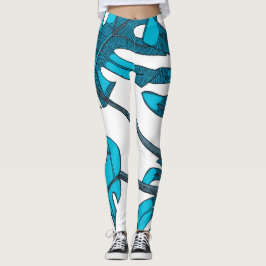 Whimsical, monstera leaf design leggings