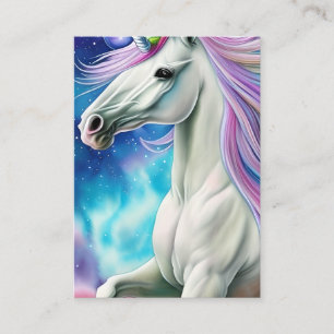 Whimsical Mooi Wit Eenhoorn Paard met Flowi Visitekaartje